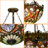 3-Light Baroque Tiffany Glass Semi Flush Mount With Bulbs