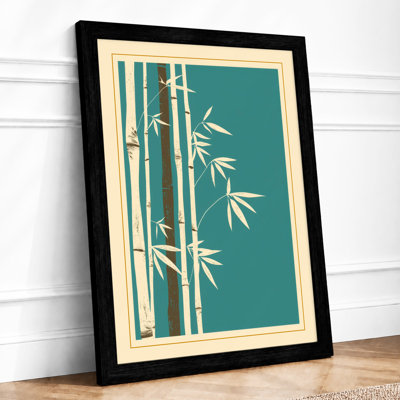 Bamboo in Teal Japandi - Framed Print