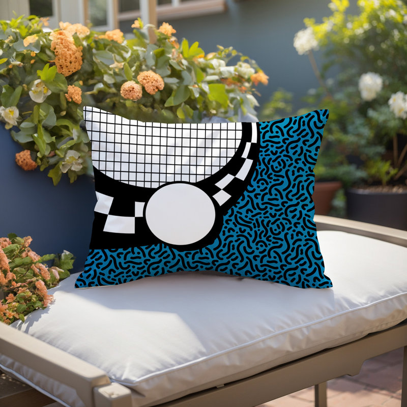 Coussin lombaire réversible Dotrix, Rectangle H 14 po x l 20 po, Turquoise