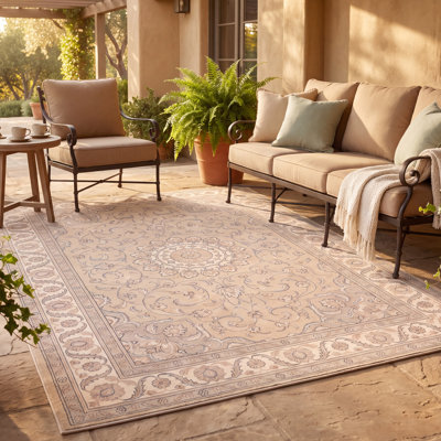 Tapis Headland2 traditionnel à médaillon, style persan, gris crème, ivoire, beige, rose, antidérapant, à poils courts, adapté à une utilisation intérieure et extérieure, idéal pour les animaux domestiques, salon, chambre, salle à manger, entrée, couloir, bureau, lavable