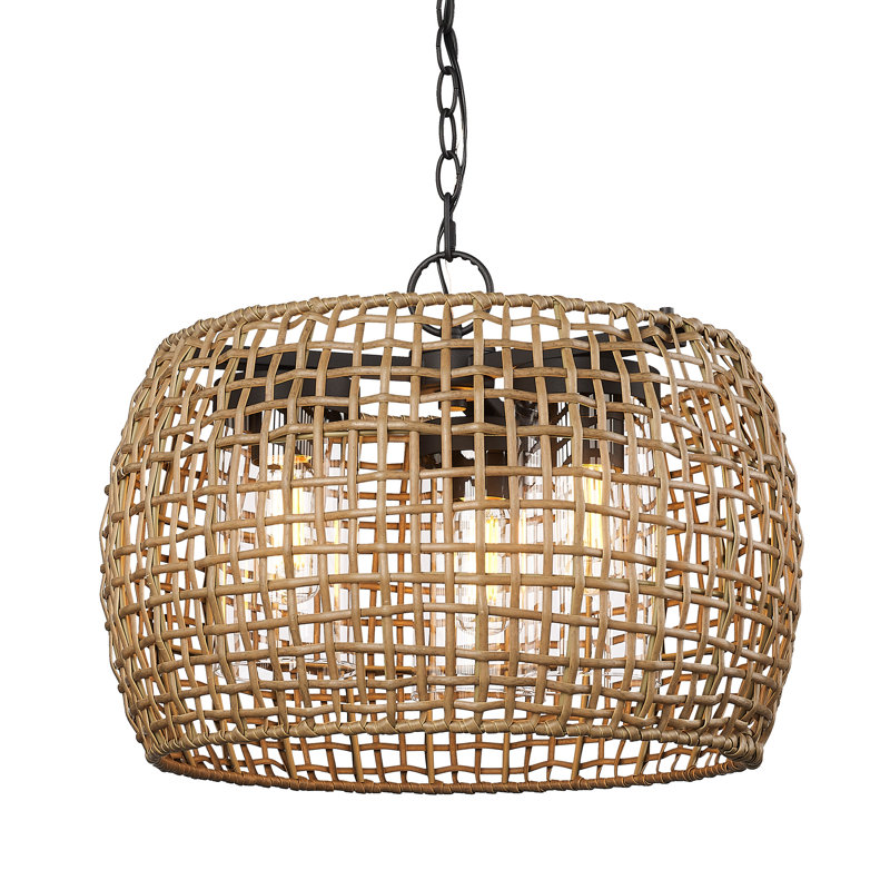 Luminaire suspendu d'extérieur naturel / noir à 3 ampoules H 14,38 po Grannis