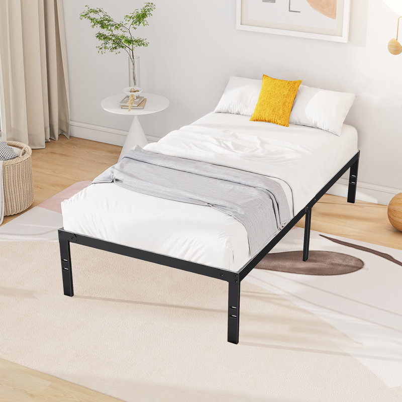 Bed Frame - Metal Platform Bed Frame Mattress Foundation With Steel Slat Support, No Box Spring Needed, Storage Space Under Frame