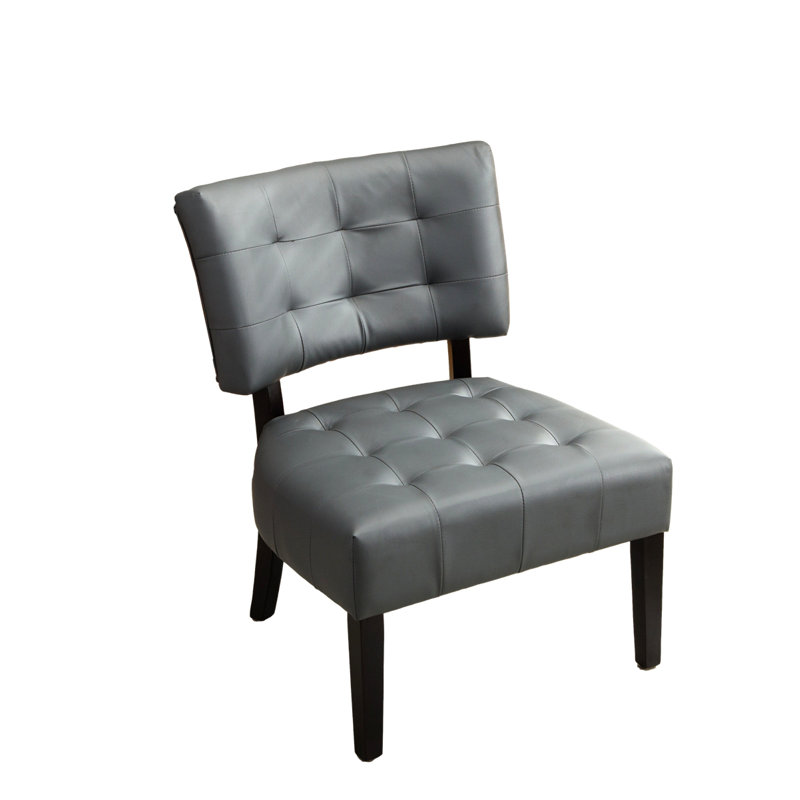 Tufted Accent Chair With Oversized Seating, Comfy Chair, Upholstered Chair, Gray Faux Leather