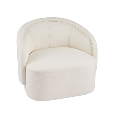 Cream Bouclé Accent Chair With Integrated Plush Cushion, Ergonomic Support, And Effortless Assembly For Modern Living Spaces.