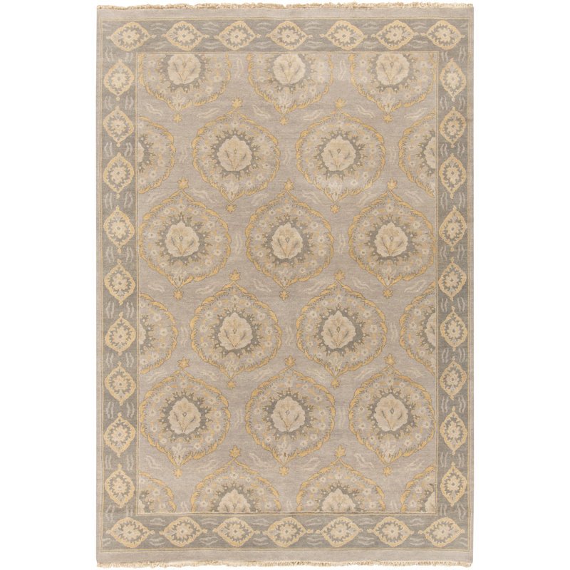 Jade Wool Floral Indoor Rug, Rectangle 6' x 9'