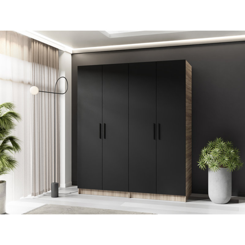 Nitra 4 Door Wardrobe, Sonoma/Black