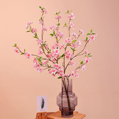 3 PCS 33 pouces Simulation de qualité Branche de cerisier en fleurs Ensemble de floraison intérieure Décoration de fausse fleur Décoration de réception d'hôtel Fleur de cerisier artificielle