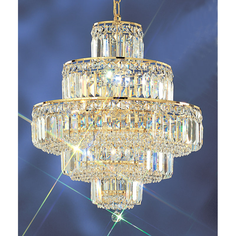 Lustre 12 lumières ambassadeur, Plaqué en or 24 carats, Crystalique Plus