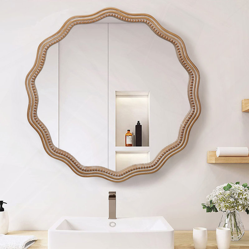 Miroir rond en bois