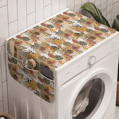 Tropical Abstract Washing Machine Organizer Pack of 2 47" x 18.5" Pale Chocolate and Sage Green