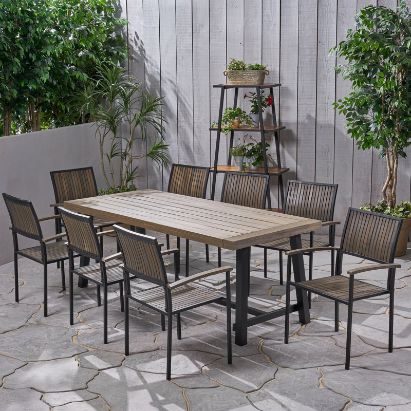 Appalachia Rectangular 8 - Person 79" Long Dining Set, Grey