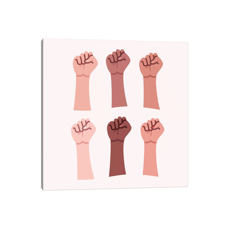 «Hands up» par Elad Shagrir - impression d'art graphique, 12" H x 12" W x 1.5" D, Toile tendue, Aucun mat