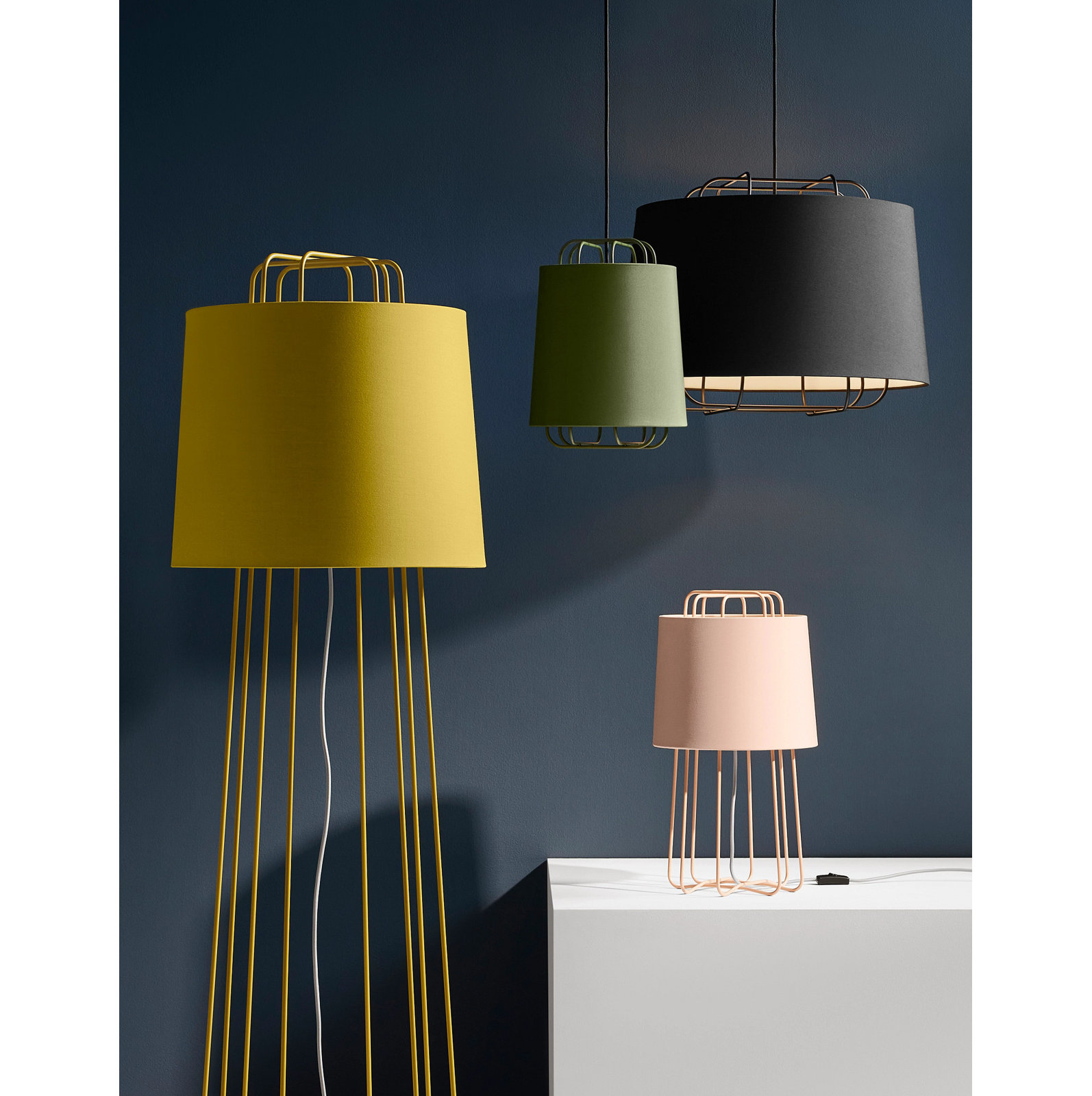 Perimeter Single Light Steel Dimmable Pendant, Black, 14" H x 11" W x 11" D