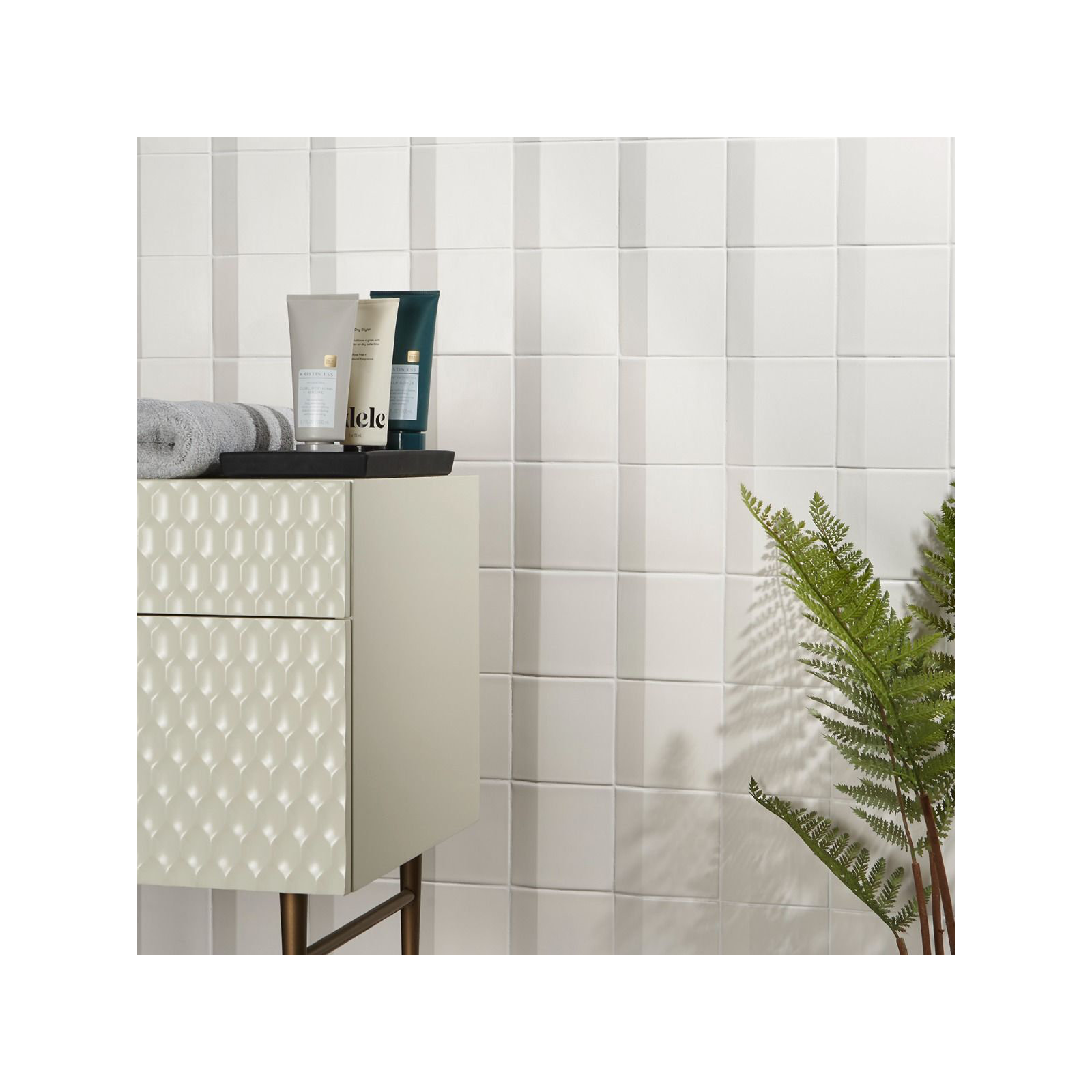 Ardor Edge 5.11 in. x 5.11 in. Metallic Porcelain 3D Wall Tile (4.12 Sq. Ft. / Case), White