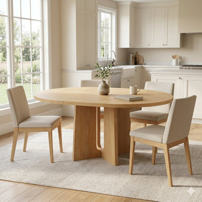 Table de salle à manger ronde extensible, table de cuisine extensible en bois massif avec rallonge amovible de 16 po, table de salle à manger de 41,3 po à 57,3 po pour la cuisine et la salle à manger