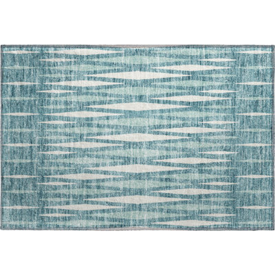 Premium Machine Washable Prisco Teal Rug