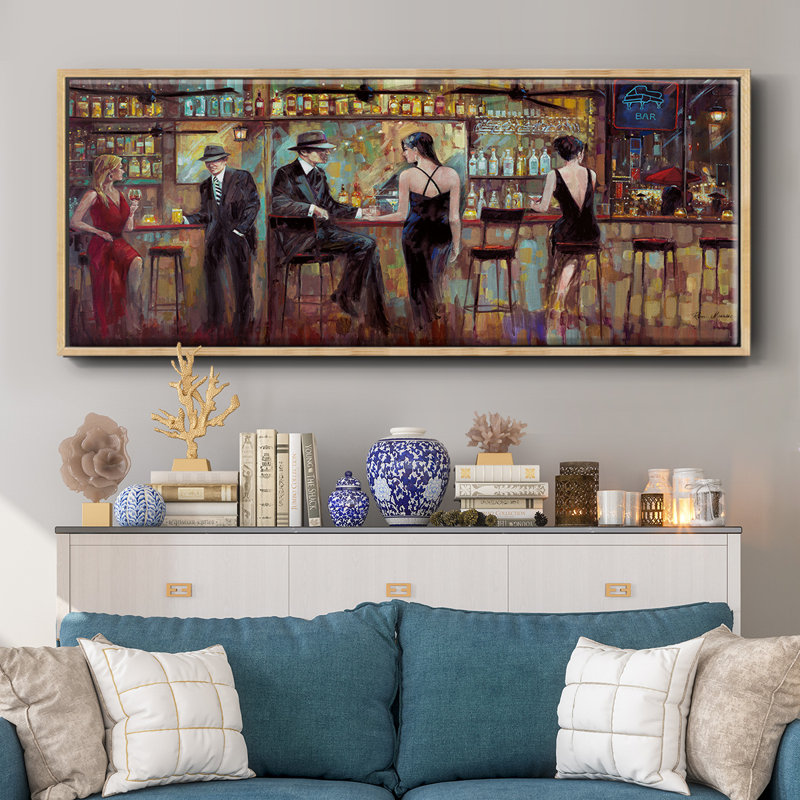 Happy Hour- Framed Canvas, 8" H x 20" W