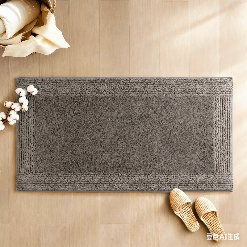 Tapis de bain réversible 100% coton touffeté 3000 g / m², Simple - L 72 po x l 24 po, Gris anthracite