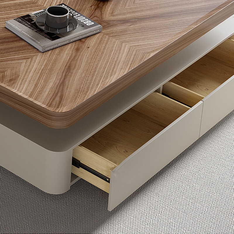 Simple Cream Style Floor Coffee Table, 16.54" H x 51.18" L x 27.56" W