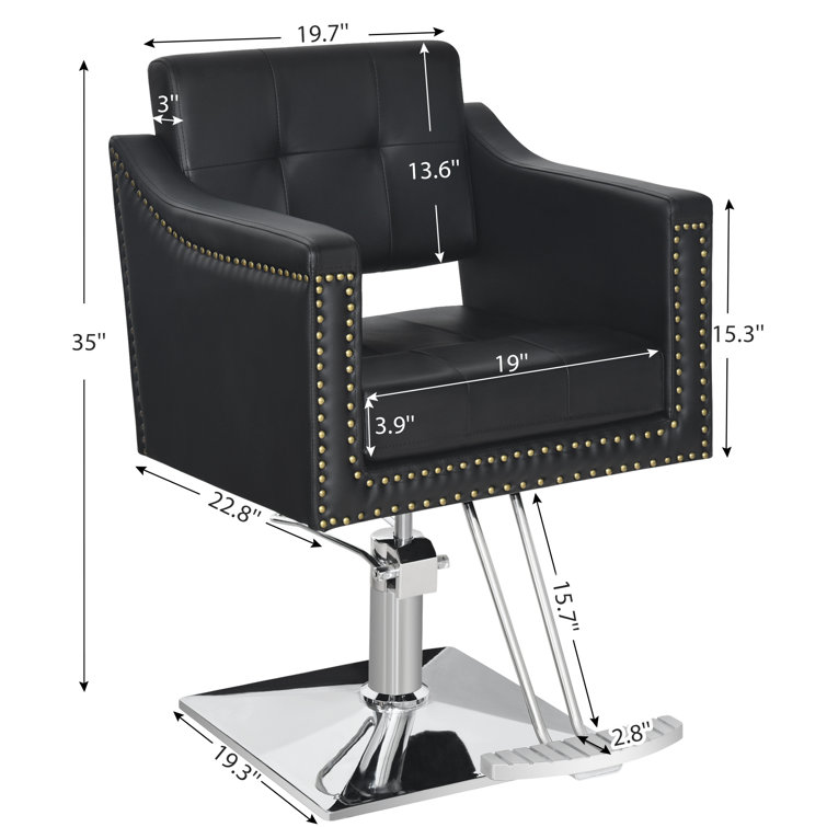Vintage Hydraulic Salon Chair with Nailhead Trim, Styling Barber Chair