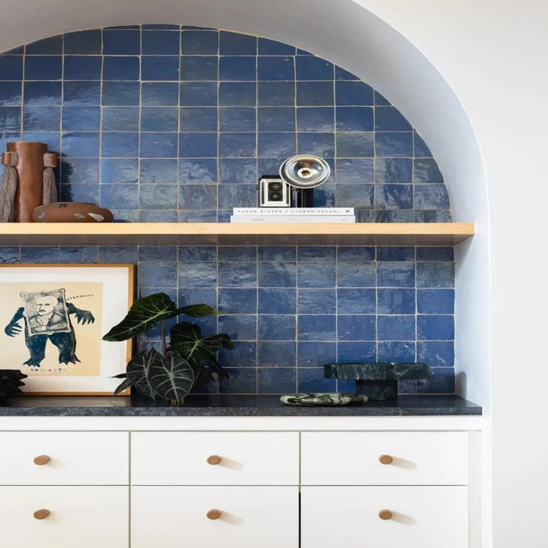 Zellige 2" x 2" Terra Cotta Wall & Floor Tile, Royal Blue
