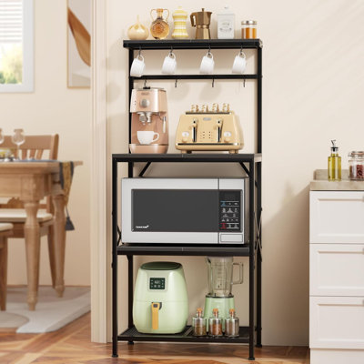 4 Tiers Microwave Stand Station with Adjustable Shelves, Freestanding Kitchen Appliance Organizer
