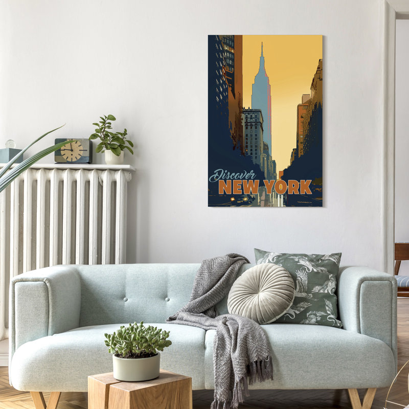 New York Minute Colorful Glass Rectangle Art Print