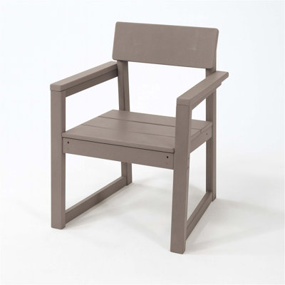 Antique Wood Color HDPE Outdoor & Garden Armchairs with Modernist Design and Backrest