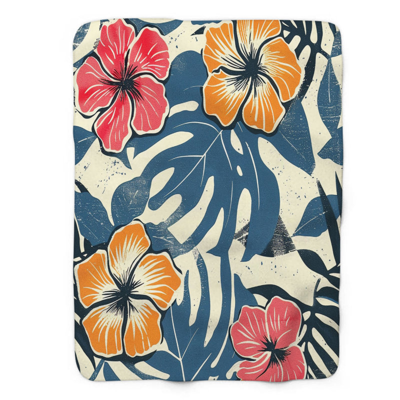 Tropical Impressions - Couverture sherpa de qualité supérieure 1 pièce, L 60 po x L 80 po