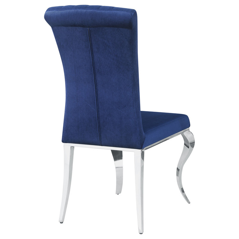 Chaise de salle à manger rembourrée, Velours bleu marine