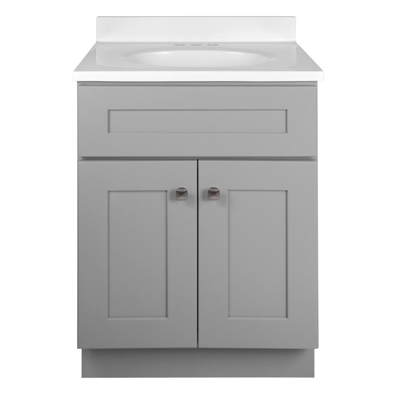 25 Inch Bathroom Vanity with Top, Ready to Assemble, Sherwin Williams – Design House, 584722, Solid White, Gray