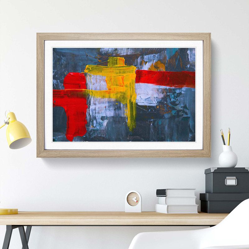 Abstract Art Painting Vol.320 by S.Johnson - Framed Print, 27cm H x 36cm W x 2cm D, Oak Framed