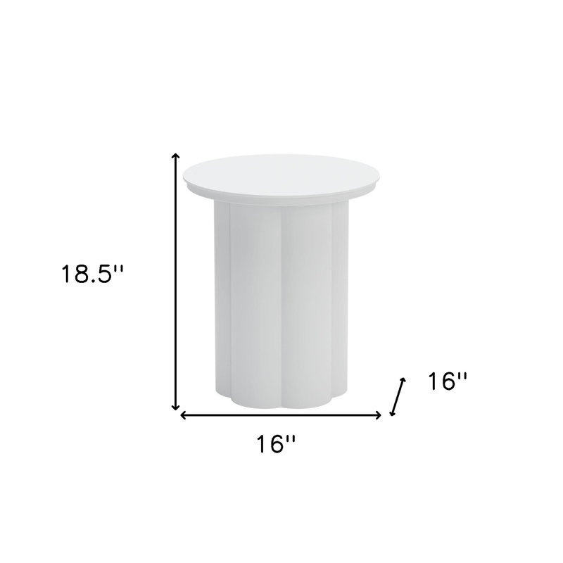 Table de bout ronde à piédestal en aluminium blanc 19 po