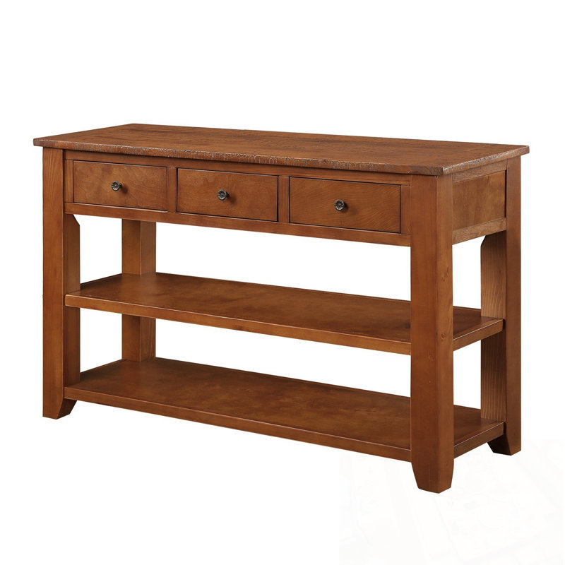 Rectangular Mateus with 3 Storage Drawers and 2 Shelves, Brown