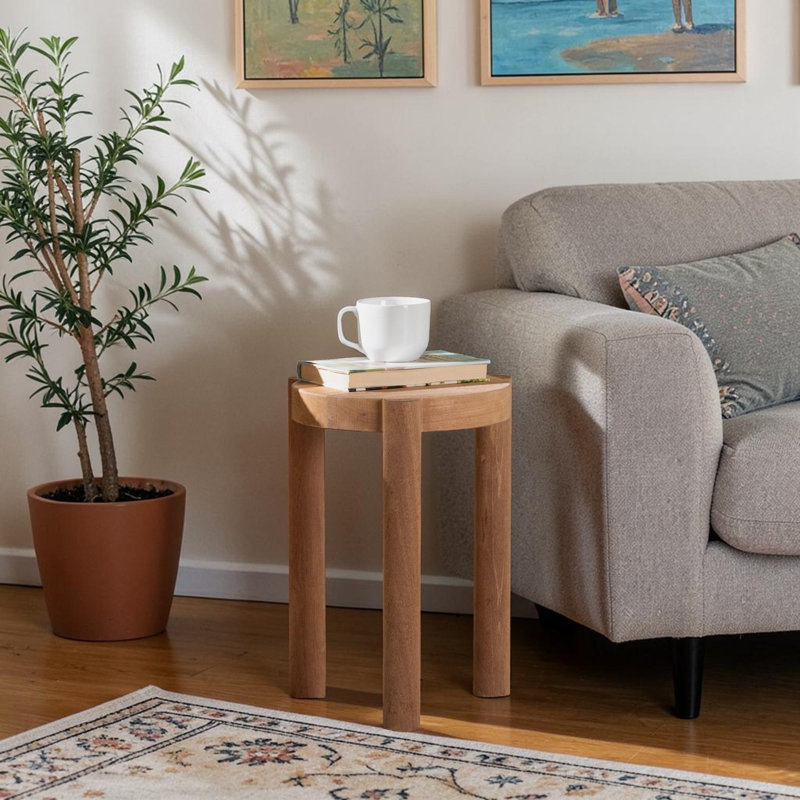 Darin Acacia Wood Versatile Decorative Stool - Artistic Side Table With Three-Leg Base