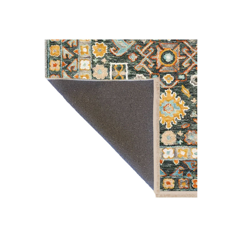 Tapis multicolore multicolore à motif décoratif à motif lavable à la machine, Tapis de couloir 3 pi 3 po x 9 pi 10 po