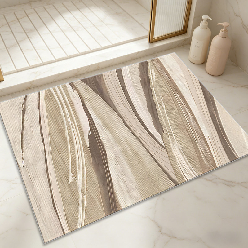 Abstract Brushstroke Beige carpet-easy to clean, machine-washable, soft and comfortable; suitable for door mats, kitchens, living rooms, bedrooms, corridors, and laundry areas. Easy to clean, durable carpet for home decoration.