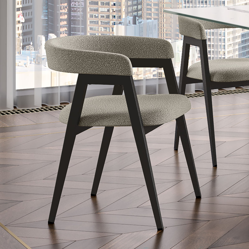 Chaise avec accoudoirs Evelio, Beige clair / gris, Noir