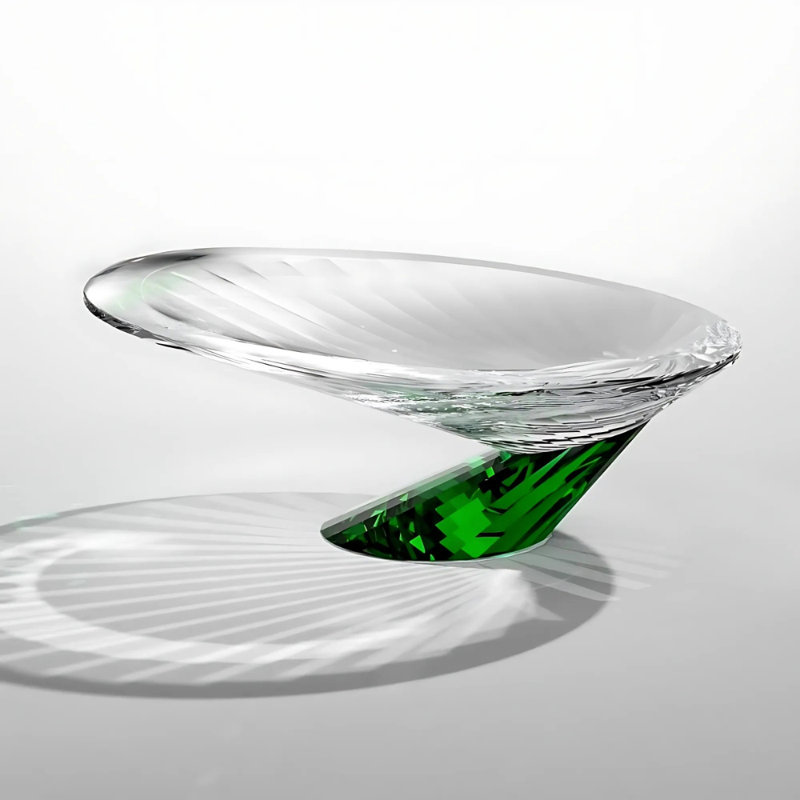 Crystal Decorative Bowl, Green/Clear