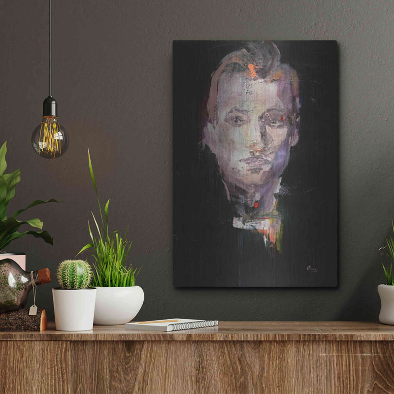 Winston Porter «Portrait 1» par Oscar Alvarez Pardo, art mural en métal, H 16 po x l 12 po