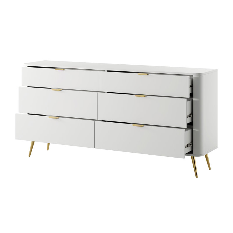Babbett 172cm W 6 - Drawer Chest of Drawers, White