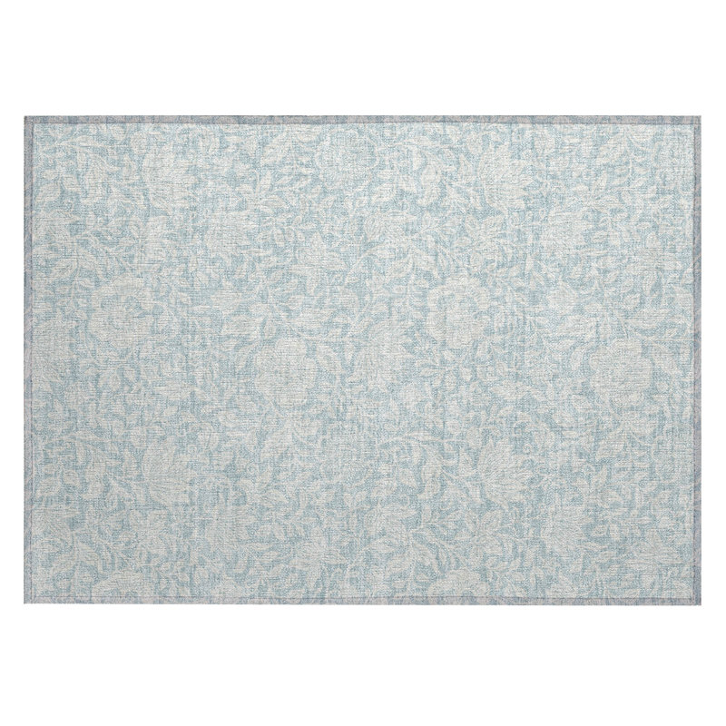 Machine Washable Indoor/Outdoor Chantille ACN2572 Floral Rug, 1'8" x 2'6", Sky