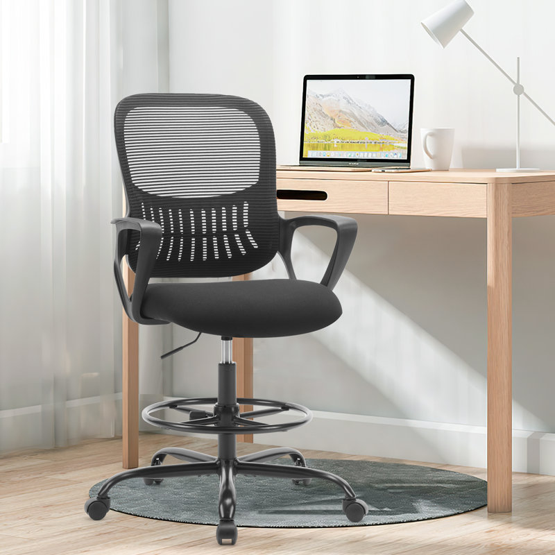 Chaise de travail ergonomique en maillage, Noir foncé