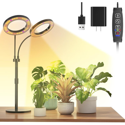 Cultivez des lumières pour plantes d'intérieur à spectre complet, lumière DEL pour plantes avec base en métal, lampes pour plantes avec minuterie 3/9 / 12H