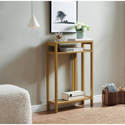 22 Inch Wide Narrow Console Table with 3-Tier Storage Shelves, Entryway Accent Table for Living Room or Hallway