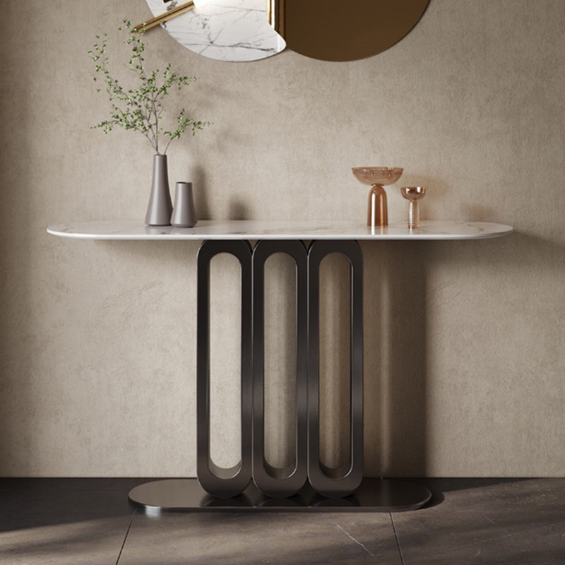 Console de style italien de luxe minimaliste, H 33,9 po x l 55,1 po x P 13,8 po, Gris foncé