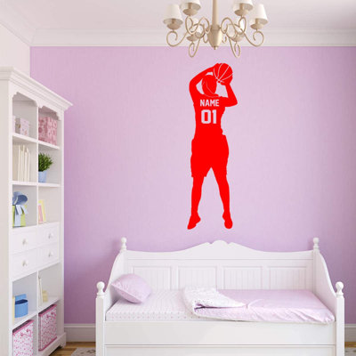 Adhésif décoratif fille basketball personnalisé