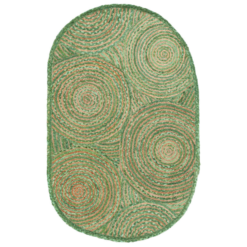 Cape Cod Hand Woven Jute, Cotton Rug, Oval 4' x 6'