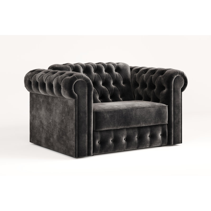 Jay-Be Chesterfield Snuggler Sofa Bed with E-Sprung Mattress - Luxe Velvet, Steel