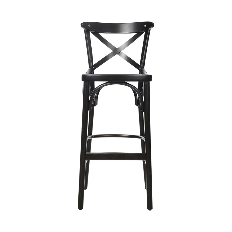 Afkar Counter Stool with Solid Wood Frame, Black